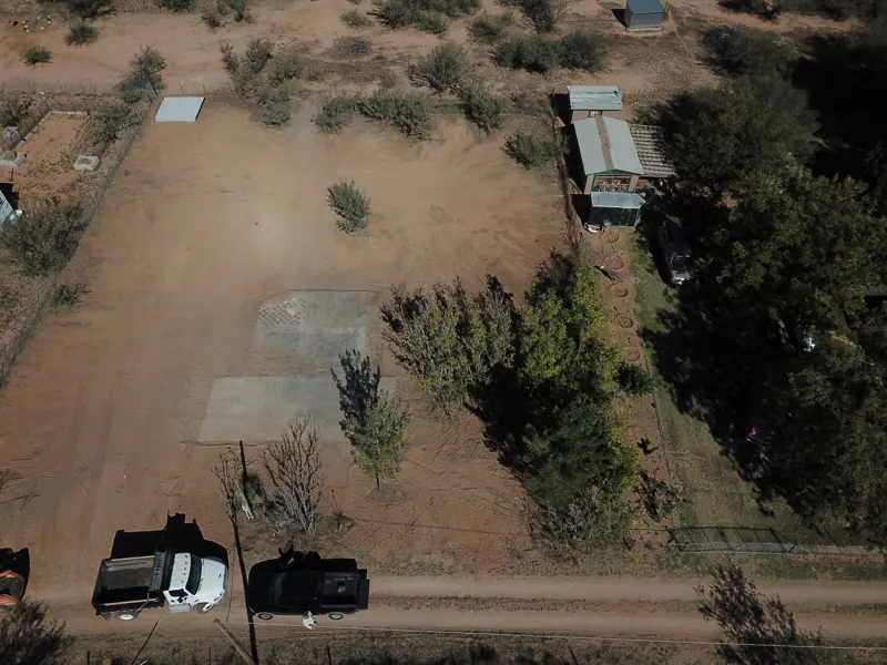 Burned house demolition and cleanup in Hereford, AZ, after, from above