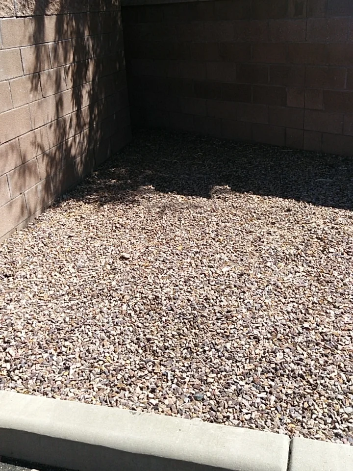 Couch removal in Tucson, after: the gravel corner cleared