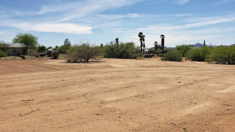 Lot clearing near Marana, AZ, after: the lot cleared to dirt